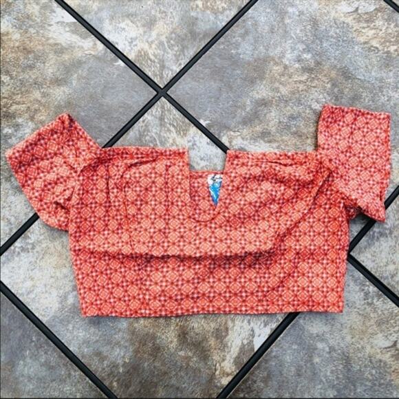Free People Lucky Now Brami Vermillionette Combo Cropped Top Small - Picture 6 of 11